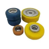 Roda de rolo de PU de carga industrial durável personalizada de fábrica com revestimento de poliuretano rodízios sólidos