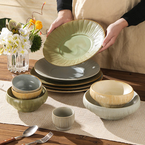 <span class=keywords><strong>Plato</strong></span> <span class=keywords><strong>Hondo</strong></span> <span class=keywords><strong>de</strong></span> Estilo Retro, <span class=keywords><strong>de</strong></span> Lujo Ligero, Hecho a Mano en Horno, con Patrón Sólido, para Uso Doméstico, Práctico, para Arroz, Sopa o Fideos - Product Image 2