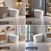 WC intelligent monobloc à poser au sol avec chasse d'eau à capteur de pied, chauffage instantané, chasse d'eau siphonique et écran LED