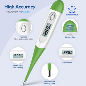 ميزان حرارة رقمي طبي مقاوم للماء للاستخدام المنزلي لقياس درجة حرارة جسم الإنسان - Product Image 3
