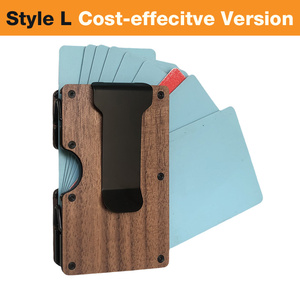 Commercio all'ingrosso in legno portafoglio minimalista per gli uomini fermasoldi in alluminio metallo portafoglio accessori da viaggio <span class=keywords><strong>porta</strong></span> carte di credito con fermasoldi - Product Image 2