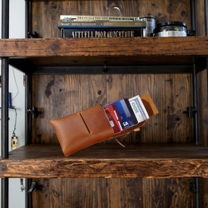 Short Retro Crazy Horse Genuine Leather <b>Wallet</b> Handmade Vintage Style Minimalist Credit & Business Card <b>Holder</b> - Product Image 5