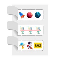 Billets à gratter écologiques personnalisés Galaxy Buddies à 3 fenêtres avec languettes de tirage pour jeux de cartes