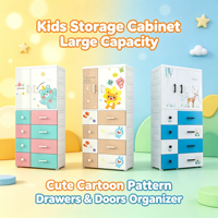 Armoire en plastique pour enfants avec porte et tiroirs, grande capacité, pour chambre d'enfant, commode de rangement