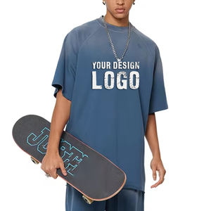 T-shirt pour homme en coton vintage décontracté de style streetwear, taille plus, mode américaine, dégradé de couleurs, lavé, surdimensionné - Product Image 2