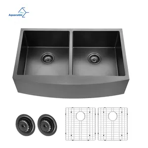 Best Quality Promotional Style 33in Dual Basin Farm Sinks Bathroom Apron Front Kitchen Sink With USA Free Shipping