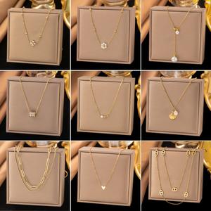 Collar de Cobre de Dongguan, Joyería con Diamantes, Diseño de Gota de Agua y Flor, Cadena de Bambú, Unisex, Estilo Deportivo, No se Desgasta - Product Image 2