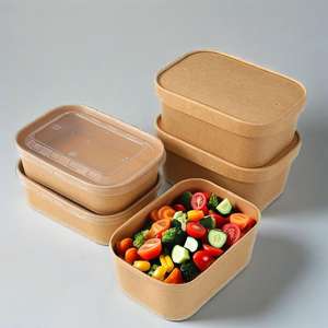 Bol en papier personnalisé de haute qualité avec logo imprimé pour fruits, restauration rapide, plats à emporter, salades, avec couvercle. - Product Image 4