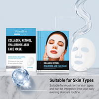 Masque facial hydratant au collagène, au rétinol et à l'acide hyaluronique pour les soins quotidiens du visage, masque en feuille anti-âge hydratant
