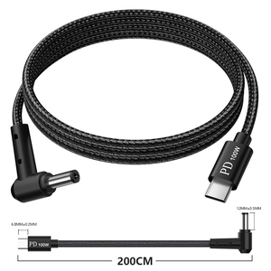2M Nylon trenzado PD 100W 5A USB C a DC 7955 7406 6006 5517 5525 5521 <span class=keywords><strong>Cable</strong></span> de carga rápida <span class=keywords><strong>para</strong></span> portátil HP Dell <span class=keywords><strong>Acer</strong></span> Asus Lenovo - Product Image 4