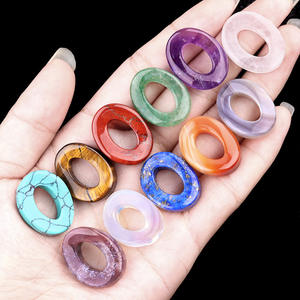 18X23mm cristal Natural <span class=keywords><strong>Q</strong></span> círculo en forma de botón hueco ovalado ornamento para DIY colgante collar fabricación de joyas amatista ágata ópalo - Product Image 1