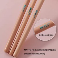 Ensemble de pinceaux de maquillage pour le visage et les yeux, personnalisés, rose, en poils de chèvre synthétiques, or rose, précis, pour les yeux, les sourcils, le correcteur et le blending