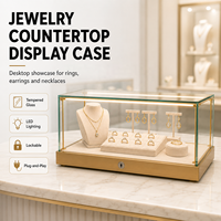 Vitrine de comptoir en verre pour bijoux, avec éclairage LED, verrouillable, pour bagues, boucles d'oreilles, colliers