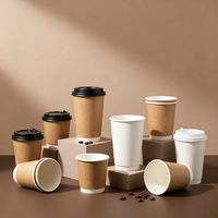 Gobelets à café en papier kraft brun jetables avec logo personnalisé 4/7/8/9/10/12/16/20oz, gobelets en papier à paroi simple pour boissons chaudes