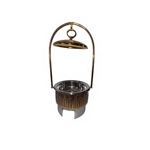 Admirable plato de frotamiento de buffet de diseño en acero inoxidable plato de frotamiento de color dorado y plateado con tapa colgante - Product Image 1