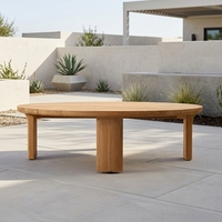 Meubles en teck faits à la main au design moderne, table basse ronde d'extérieur, table ronde en bois massif
