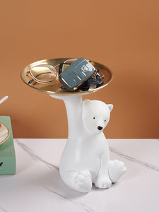Unique mignon ours polaire résine artisanat créatif dessin animé ornement pour salon meuble TV plateau décoration clé stockage idée cadeau - Product Image 5