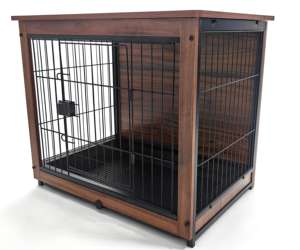 Kandang anjing kustom furnitur kandang anjing kayu dengan pintu tugas berat tabung baja kandang anjing dalam ruangan untuk anjing kecil/Sedang/besar - Product Image 4