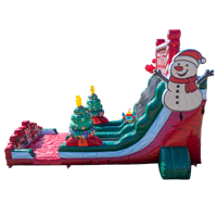 Grand toboggan aquatique gonflable Père Noël du Pôle Nord, thème sapin de Noël, pour parc d'attractions, festival d'hiver, location