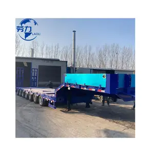 哈萨克斯坦热卖7轴16m可延伸拖网卡车拖车低床拖车哈萨克斯坦70吨低床半挂车