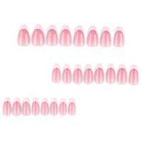 Uñas postizas de almendra ABS Ins, rosa brillante con patrón de flujo fresco, con pegamento, pre-diseñadas para uso en dedos, venta al por mayor