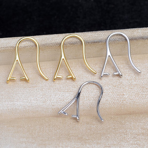 Accessoire DIY, support de boucles d'oreilles en argent S925 avec fond papillon plaqué or JG6009 pour perles Apple de 9 à 10 mm - Product Image 5