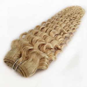 Haute qualité Double dessiné Remy cheveux humains tissage Extension crépus bouclés armure blonde <span class=keywords><strong>613</strong></span> - Product Image 1