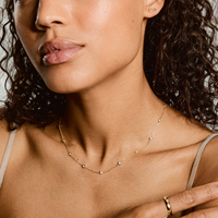 Collier Orbe en Or 14 carats Plaqué Or, Chaîne Câble en Argent Sterling 925, Pendentif de Fiançailles Diamant Luxe, Anti-ternissement