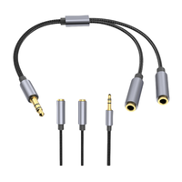 Câble Répartiteur Audio Jack Stéréo TRS 3,5 mm - 1 Entrée Mâle 2 Sorties, Gaine PVC, Conducteurs Plaqués Or pour Microphone et Ordinateur