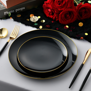 Nhựa dùng một lần đen vòng Ăn Set với dao kéo - Product Image 1