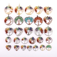 Pendentif Arbre de Vie en Cristal Naturel Coloré, Breloque Collier Arbre de Fortune, Ornement Décoratif à Suspendre pour Voiture et Usage Quotidien