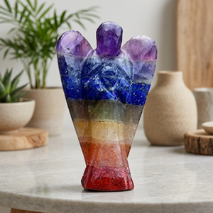 รูปปั้นนางฟ้าทำมือจากหินอาเกต 7 จักระ สำหรับตกแต่งบ้าน งานฝีมือรูปทรงอิสระ - Product Image 2