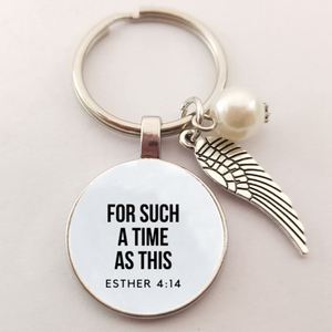 Porte-clés avec verset biblique, citation d'Écriture Sainte, bijoux chrétiens, cadeau inspirant pour une amie, femme, ailes d'ange en perle, porte-clés en verre - Product Image 6