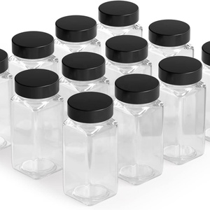 24Pcs Glass Spice Jars Black Plastic Lid Seasoning Jars Shaker Lids Glass Spice Jars