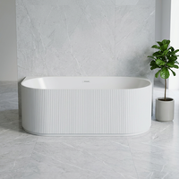 Baignoire Spa Acrylique Autoportante d'Angle Gauche et Droite pour Salle de Bain, à Effet Cannelé Texturé, à Poser Contre le Mur