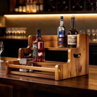 Étagère de présentation de boissons alcoolisées en bois à 3 niveaux avec logo personnalisé, pour comptoir, table, rangement de bouteilles de vin et de whisky