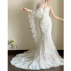 فستان Mariée مخصص ساحر النساء حبيبته الدانتيل يزين بلا أكمام المحكمة قطار حورية البحر فساتين الزفاف - Product Image 6