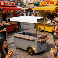 Mini Foodcourt Écologique en Acier Galvanisé – Kiosque Mobile Conteneurisé sur Remorque à 4 Roues pour Usage Extérieur, Bar à Domicile ou Parc