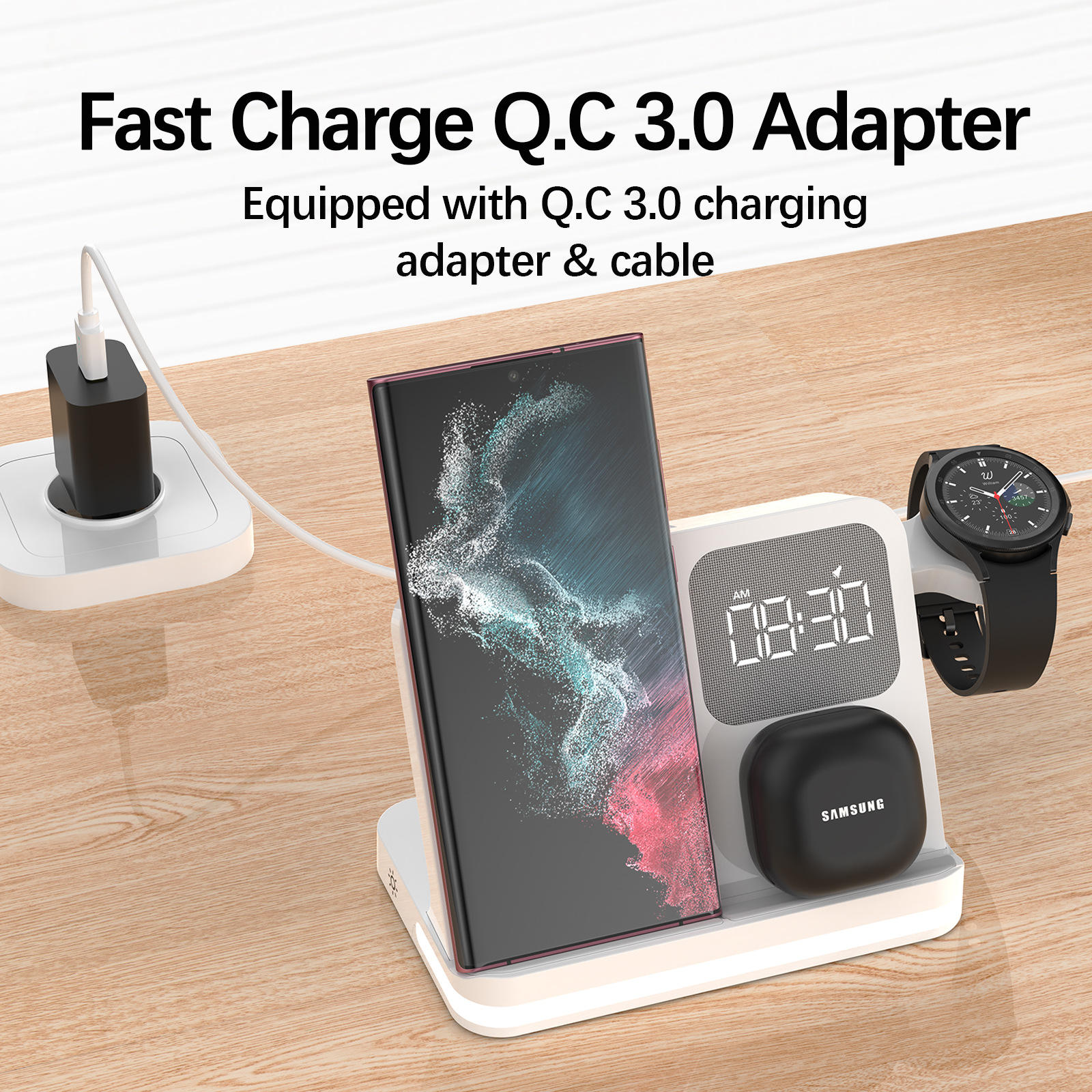 Convenient 3 in 1 15W Wireless Charger Cross-Border New Home Use Foldable for Huawei for Apple for Samsung Phones Watches
