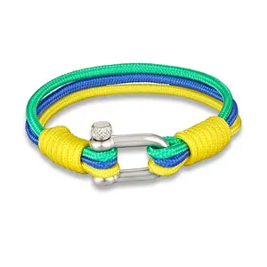 Multifunktion ales Outdoor Cord Armband Edelstahl U-förmige Schnalle Geflochtenes Nylon Seil Charm Armband für Männer