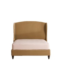 Lit double moderne français en velours écologique avec dossier haut 1,8 m, lit de style princesse américaine pour maison d'hôtes