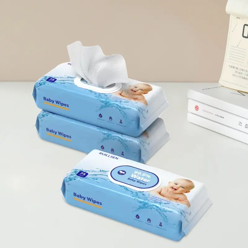 Custom Wholesale Baby Wipes Sensitive Water Based Unscented Baby's Wet Wipes for Children