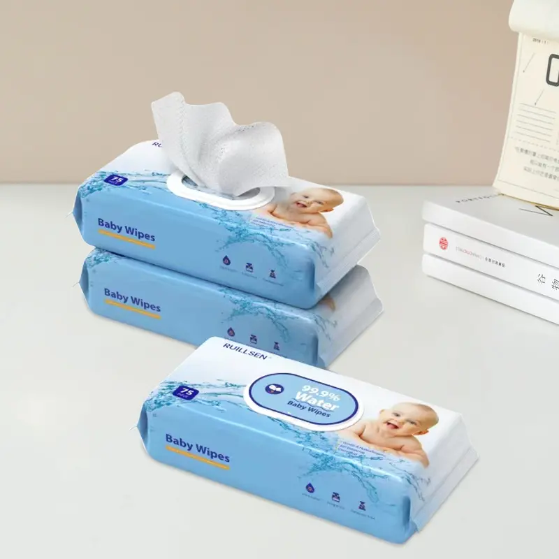 Lingettes pour bébé personnalisées en gros Lingettes humides pour bébé non parfumées à base d'eau sensible pour enfants