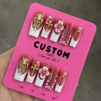 Faux Ongles à Presser en Acrylique Style Crocodile Français Couverture Complète des Doigts 10 Pièces Faits Main avec Colle Échantillon Gratuit
