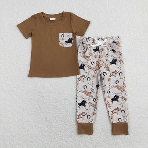 Conjunto de Ropa Casual para Bebés Niños Longlv al por Mayor, Camiseta de Manga Corta con Estampado y Pantalones Cortos, Estilo Occidental para Verano - Product Image 5
