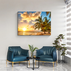 Moderno <span class=keywords><strong>paisaje</strong></span> de <span class=keywords><strong>playa</strong></span> arte decoración del hogar pared arte marco lienzo póster impresión sala de estar dormitorio pintura decorativa - Product Image 5