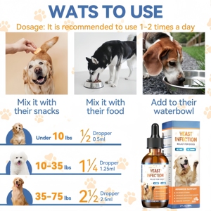 Alivio Natural para Alergias a la Levadura en Perros, Calma la Picazón, Cuidado para la Inflamación de Orejas y Patas, Sabor a Tocino 60ml |   Marca Privada - Product Image 4