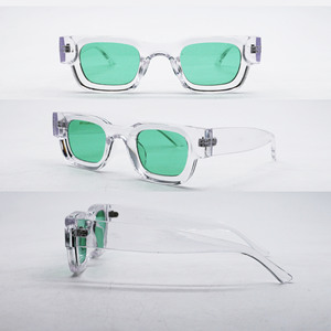 Lmamba 2288 Hot Selling Custom New Square Plastic Gradient Orange <b>Blue</b> Shade Retro Trend Thick <b>Sunglasses</b> 2024 High Quality - Product Image 3