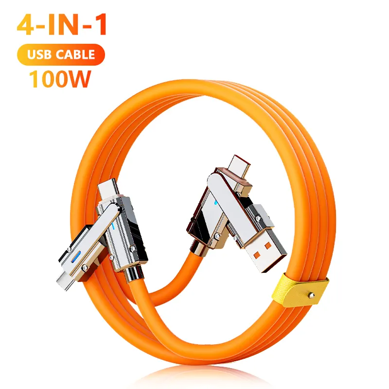 1m 1.2m 2M 100W สายชาร์จข้อมูล USB แบบ4 in 1สำหรับโทรศัพท์มือถือแอนดรอยด์