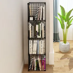 Chất Lượng Cao 4 Lưới Dây Lưới Hiển Thị Lưu Trữ Tủ Đứng Kim Loại Cube Bookcase Thép Kệ Sách Cho Phòng Khách